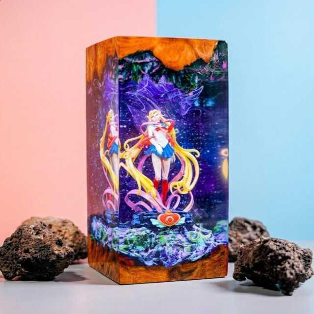 Magical Moon Girl Resin Lamp- Anime Figure Display- Otaku Fan Kawaii Figure- Gift For Her Or Birthday - image 1