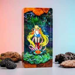 Magical Moon Girl Resin Lamp- Anime Figure Display- Otaku Fan Kawaii Figure- Gift For Her Or Birthday - thumbnail 2
