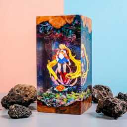 Magical Moon Girl Resin Lamp- Anime Figure Display- Otaku Fan Kawaii Figure- Gift For Her Or Birthday - thumbnail 3