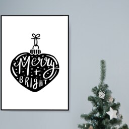 Merry & Bright Bauble - Christmas Festive Fall Holidays - Wall Print Gift Bespoke Poster A5 A4 A3 Framed - thumbnail 3