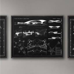Twa Flight Center Blueprint Art Print Vintage Nyc Travel Poster - thumbnail 1