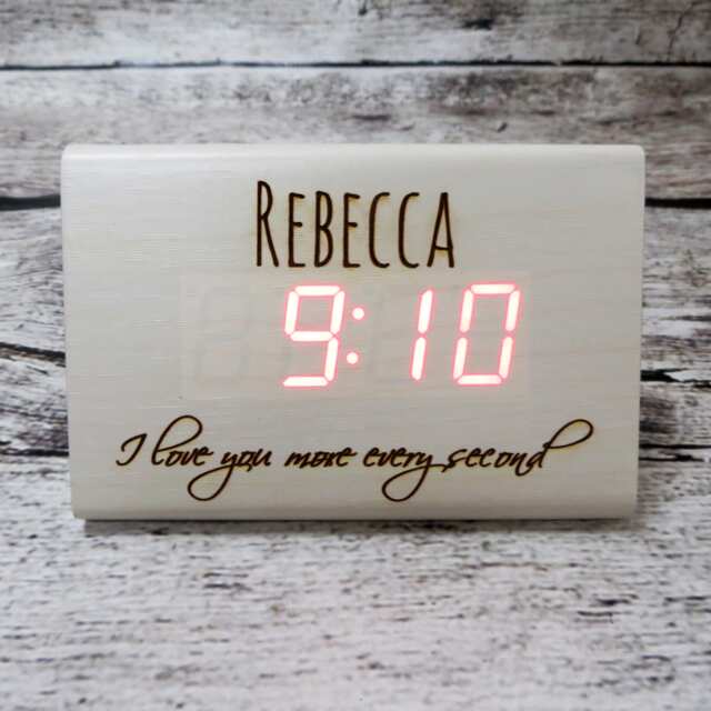 Personalized Wood Clock, Alarm Bridesmaid Gifts, Anniversay, Mothers Day - image 1