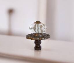 Dark Bronze Crystal Lamp Shade Finials, Harp Toppers, Set Of 2 - thumbnail 1