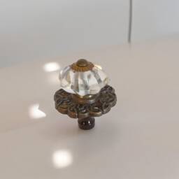 Dark Bronze Crystal Lamp Shade Finials, Harp Toppers, Set Of 2 - thumbnail 2