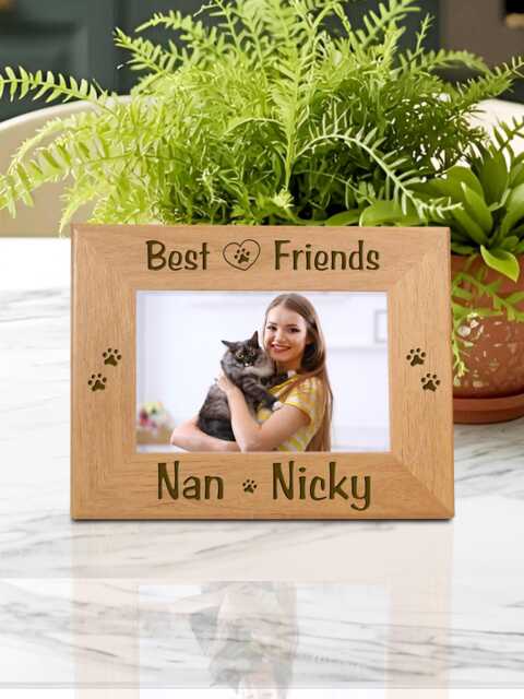 Cat Picture Frame Best Friend Kitty Art Gift For Her Custom Pet Lover Birthday Personalized Sister - image 1