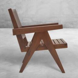 Pierre Jeanneret Inspired Teakwood Slatted Easy Chair - Outdoor Furniture Range - thumbnail 4