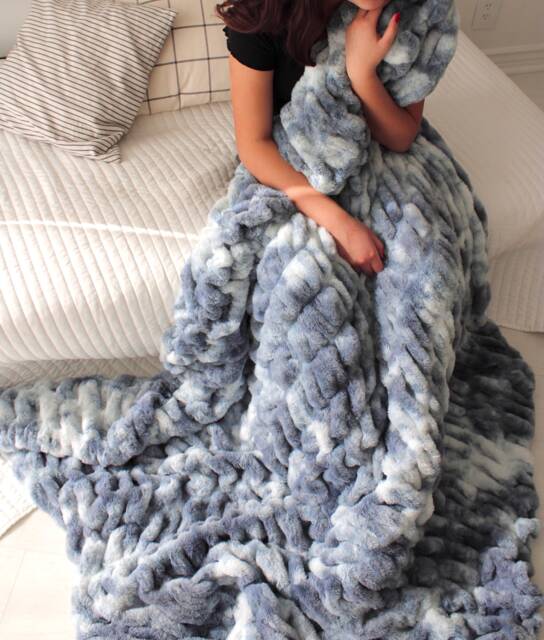 Adult Minky Blanket, Blue Soft Blanket Adult, Plush - image 1