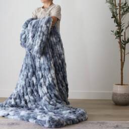 Adult Minky Blanket, Blue Soft Blanket Adult, Plush - thumbnail 3
