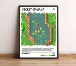 Secret Of Mana - 1993 Poster - Video Game Wall Art Print/Home Decor Gaming Gift A5-A4-A3-A2-A1 Unframed Canvas For Frame - thumbnail 1