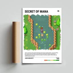 Secret Of Mana - 1993 Poster - Video Game Wall Art Print/Home Decor Gaming Gift A5-A4-A3-A2-A1 Unframed Canvas For Frame - thumbnail 3