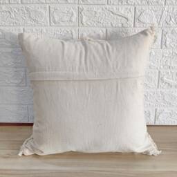 Off White - Ivory Embroidered Tufted Textured Natural Washed Raw Cotton 18x18 , 20x20 22x22 24x24 Inches Decorative Throw Pillow Cover - thumbnail 4