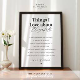 Things I Love About You - Framed Mothers Day Print, Fully Custom For Wife Or Husband, Girlfriend, Day, For Mum#146 - thumbnail 1