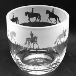 Dressage Horse Candleholder 15cm Crystal Glass Candle Holder With Dressage Horses Frieze Design - thumbnail 3