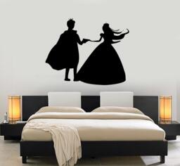 Wall Decal Girl Prince & Princess Fairy Tale Vinyl Sticker Art 1408Dz - thumbnail 1