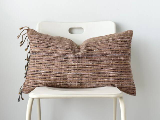 Handwoven Hemp Lumbar Pillow Cover Vintage Karen Tribal Design - image 1