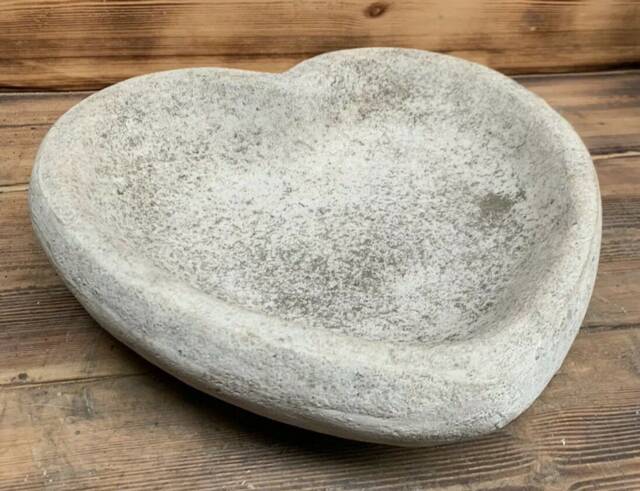 stone Garden Bird Bath Bowl Love Heart Ornament Top Only - image 1