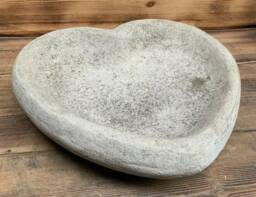 stone Garden Bird Bath Bowl Love Heart Ornament Top Only - thumbnail 1