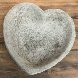 stone Garden Bird Bath Bowl Love Heart Ornament Top Only - thumbnail 2