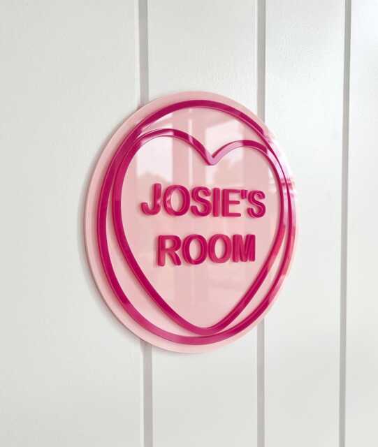 Custom Name Bedroom Door Sign/Love Heart Candy - image 1