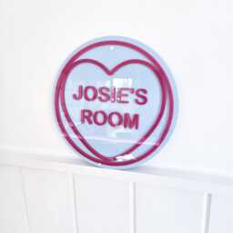 Custom Name Bedroom Door Sign/Love Heart Candy - thumbnail 2