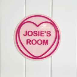 Custom Name Bedroom Door Sign/Love Heart Candy - thumbnail 3