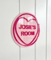Custom Name Bedroom Door Sign/Love Heart Candy - thumbnail 1