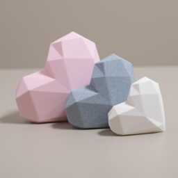 Geometric Pink Heart Ornament Set Home Decor, Freestanding Hearts Accents - thumbnail 1