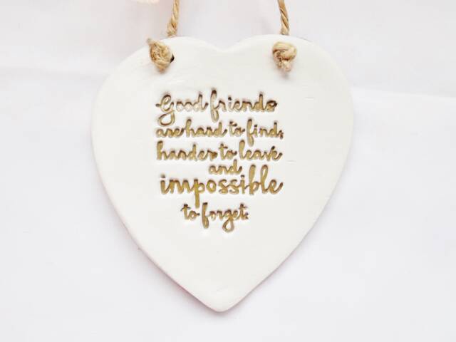 Friends Farewell Quote Heart Ornament Friendship Sentimental Thoughtful Plaque Meaningful Good Leaving Gift - image 1