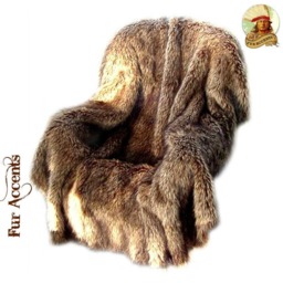 Faux Fur Throw Blanket, Brown Desert Wolf Shag, Minky Cuddle Lining