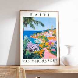 Haiti Flower Market Print Caribbean Floral Wall Art - thumbnail 1