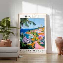 Haiti Flower Market Print Caribbean Floral Wall Art - thumbnail 2