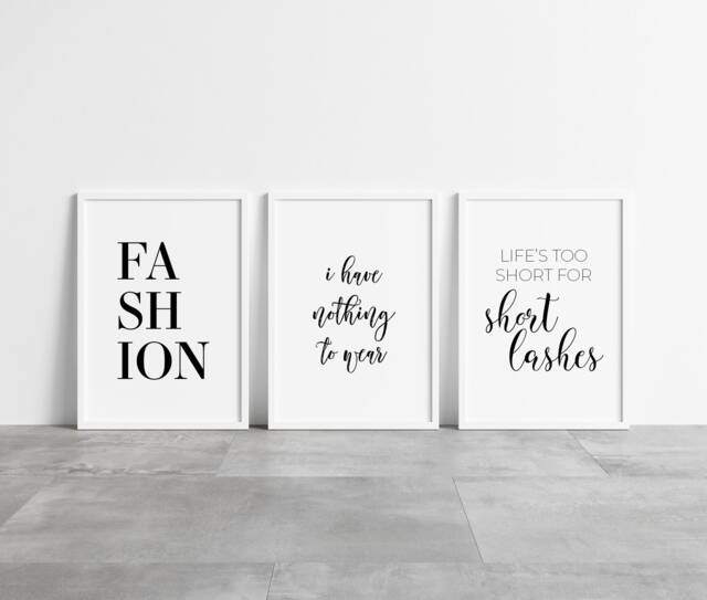 Bedroom Prints Set Of 3 - Print Wall Art Decor Funny Fashion Make Up Clothing
