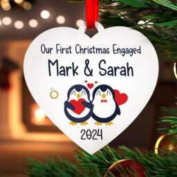 Personalised First Christmas Engaged Decoration - Ornament 1st Engagement Best Friend With Red Bag - thumbnail 3