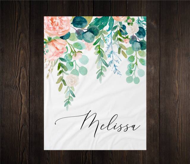 Personalized Baby Name Blanket Floral Gift Custom Coming Home Woodland Hospital Shower New Mom - image 1
