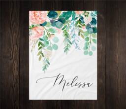 Personalized Baby Name Blanket Floral Gift Custom Coming Home Woodland Hospital Shower New Mom - thumbnail 1