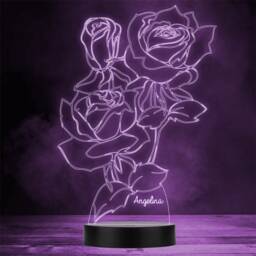 Roses Flowers Pretty Bunch Personalised Gift Colour Change Led Lamp Night Light - thumbnail 1