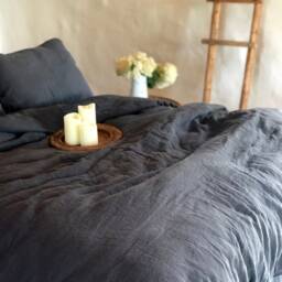 100% Linen Duvet Cover & Two Pillowcases, Grey Linen Bedding Set, Dark Grey Duvet Cover Queen, King, Twin Custom Set Pillowcases - thumbnail 3