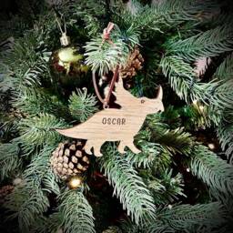 Christmas Personalised Triceratops Dinosaur Bauble - Wooden Tree Decoration Kids Xmas - thumbnail 2