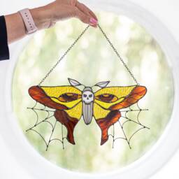 Butterfly Death's-Head Moth Witch Decor Halloween Stained Glass Suncatcher Braznik Home House Window Wall Hangings Horror Goblincore Gift - thumbnail 3