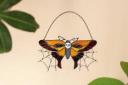 Butterfly Death's-Head Moth Witch Decor Halloween Stained Glass Suncatcher Braznik Home House Window Wall Hangings Horror Goblincore Gift - thumbnail 1