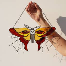 Butterfly Death's-Head Moth Witch Decor Halloween Stained Glass Suncatcher Braznik Home House Window Wall Hangings Horror Goblincore Gift - thumbnail 4