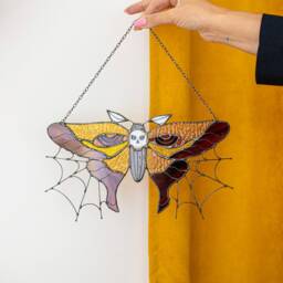 Butterfly Death's-Head Moth Witch Decor Halloween Stained Glass Suncatcher Braznik Home House Window Wall Hangings Horror Goblincore Gift - thumbnail 2