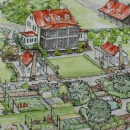 Custom Watercolor Wedding Venue Map Aerial Farm Illustration - thumbnail 3