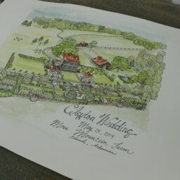 Custom Watercolor Wedding Venue Map Aerial Farm Illustration - thumbnail 2