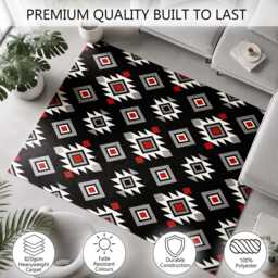Black Red Grey Geometric Tribal Pattern Rug Non-Slip Soft Area Carpet Bedroom Living Room Hallway Mat Decor - Made in UK - thumbnail 3