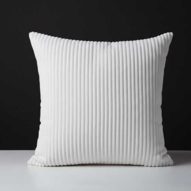 Luxury Super Soft White Corduroy Cord Jumbo Cushion Cover - Decorative Home Sofa Throw Pillow Case With Hidden Zip - 40x40cm/16x16 - image 1