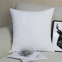 Luxury Super Soft White Corduroy Cord Jumbo Cushion Cover - Decorative Home Sofa Throw Pillow Case With Hidden Zip - 40x40cm/16x16 - thumbnail 2