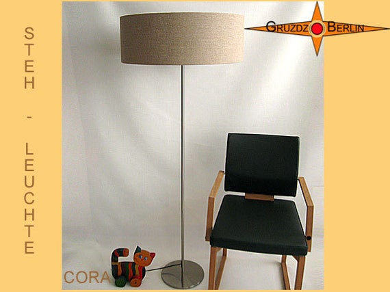 Floor Lamp Made Of Natural Linen Cora Floor Brown - image 1