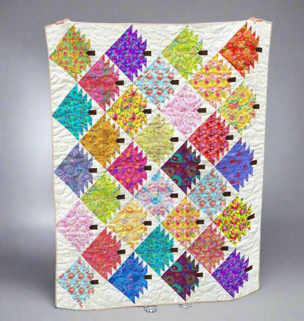 Kaleidoscope Garden Quilt Pattern - Floral Patchwork Throw - Digital PDF Download