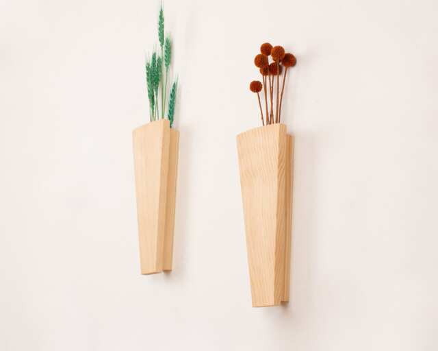 Small - Wood Wall Pocket - Faux Flower Holder Wooden Vase Hanging For Greenery & Dried Flowers Gift Home - image 1